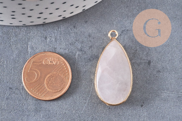 Pendentif goutte quartz rose,Pendentif pour bijoux, pendentif pierre, pierre naturelle, pendentif rose,quartz rose naturel,33mm, x1 G3620