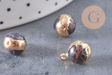 Pendentif goutte régalite noire doré facettes,bijou pierre,pendentif pierre régalite naturelle,12mm, x 2,G3358
