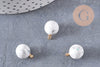Pendentif goutte rond howlite naturelle, support doré, pendentif pierre naturelle, 14mm, x1 (G4703)
