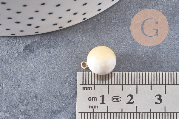 Pendentif goutte rond jade topaze naturel, support doré, création bijoux pierre naturelle, pendentif pierre naturelle, 14mm, x1, G4561