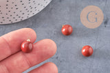 Pendentif goutte rond jaspe rouge naturel support doré 14mm, x1 (G4485)