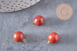 Pendentif goutte rond jaspe rouge naturel support doré 14mm, x1 (G4485)