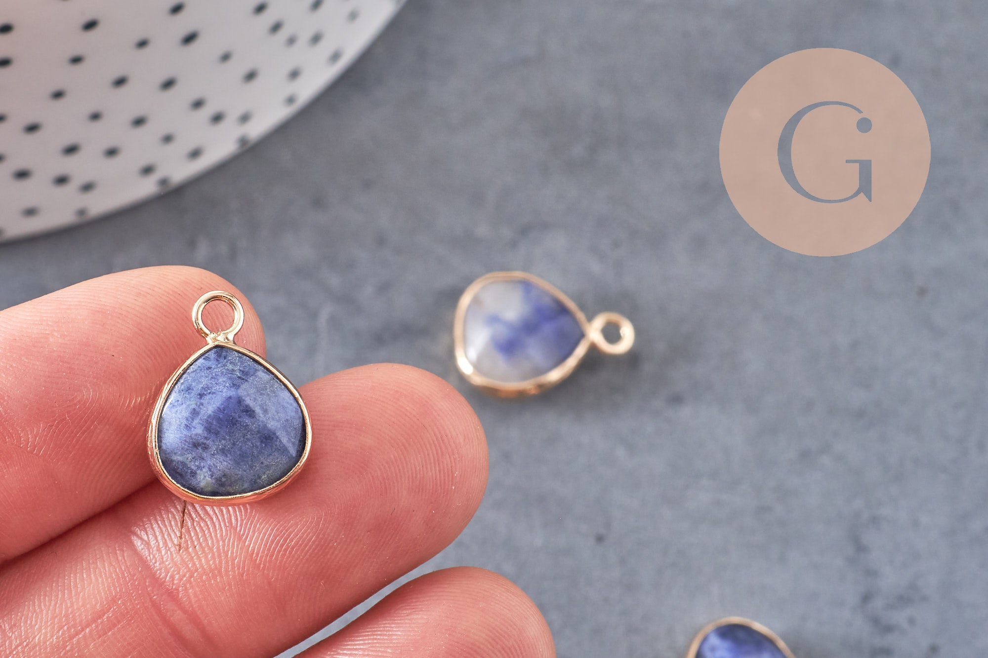 Pendentif goutte sodalite bleue, fournitures créatives,pendentif bijoux, pendentif pierre, sodalite naturelle, 18mm, x1 G0162