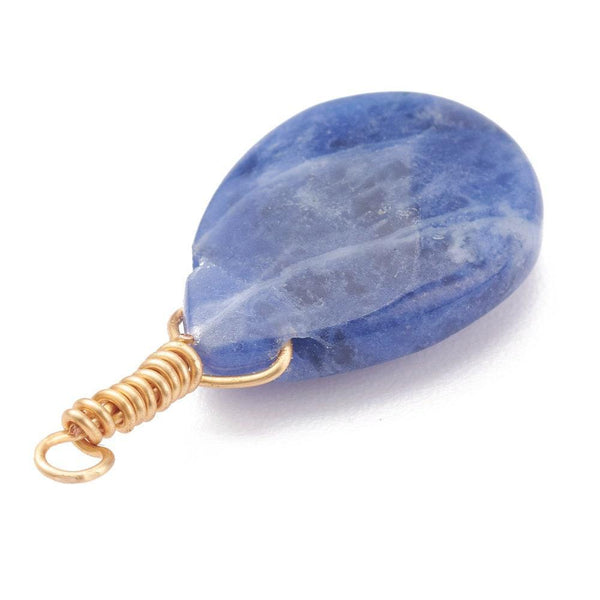 Pendentif goutte sodalite bleue naturelle facettes 25mm,pendentif bijoux, pendentif pierre, x1 (G6242)
