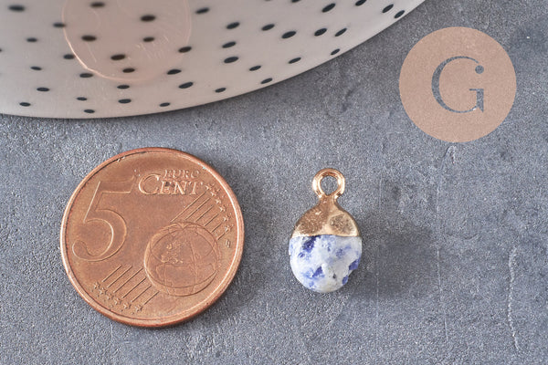 Pendentif goutte sodalite naturelle fer doré 14mm, x2 (G0420)