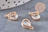 Pendentif goutte zamac doré cristal zircon 13mm, pendentif doré,pendEntif cristal, bijou doré,création bijoux,X4 (G6856)