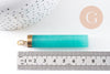 Pendentif grand tube jade bleu doré,pendentif bijoux,pendentif pierre naturelle,66mm, x1 (G4126)