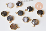 Pendentif hexagone agate naturelle 15mm,pendentif pierre,pendentif collier,pierre naturelle,pendentif agate botswana, x1 G5630