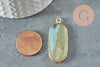 Pendentif hexagone amazonite naturelle laiton doré 37mm,Pendentif bijoux pierre pour création collier, x1 G5174