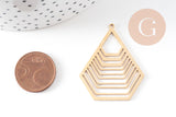 Pendentif hexagone géométrique acier 201 inoxydable doré 40mm, x1 (G5738)
