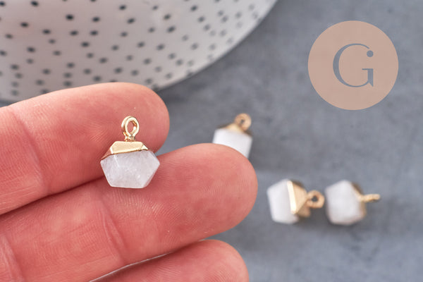 Pendentif hexagone jade blanc,Pendentif pour bijoux, pendentif pierre,pendentif collier,pendentif jade, jade naturel,12mm, x1 G4544