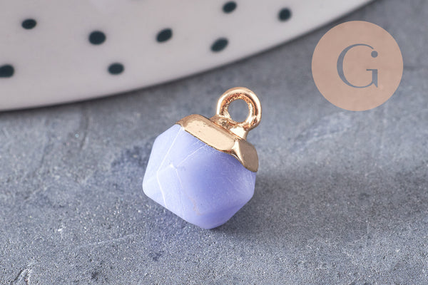 Pendentif hexagone jade bleu 11mm,pendentif pierre jade naturel pour création bijoux, x2 G2192