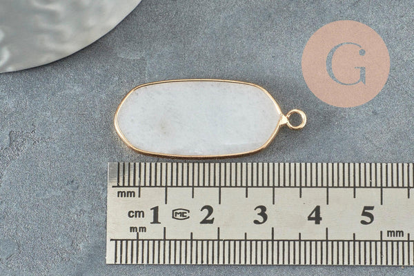 Pendentif hexagone jade naturel blanc 37mm,Pendentif pour bijoux pierre,pendentif collier,pendentif jade, jade naturel, x1 G2393