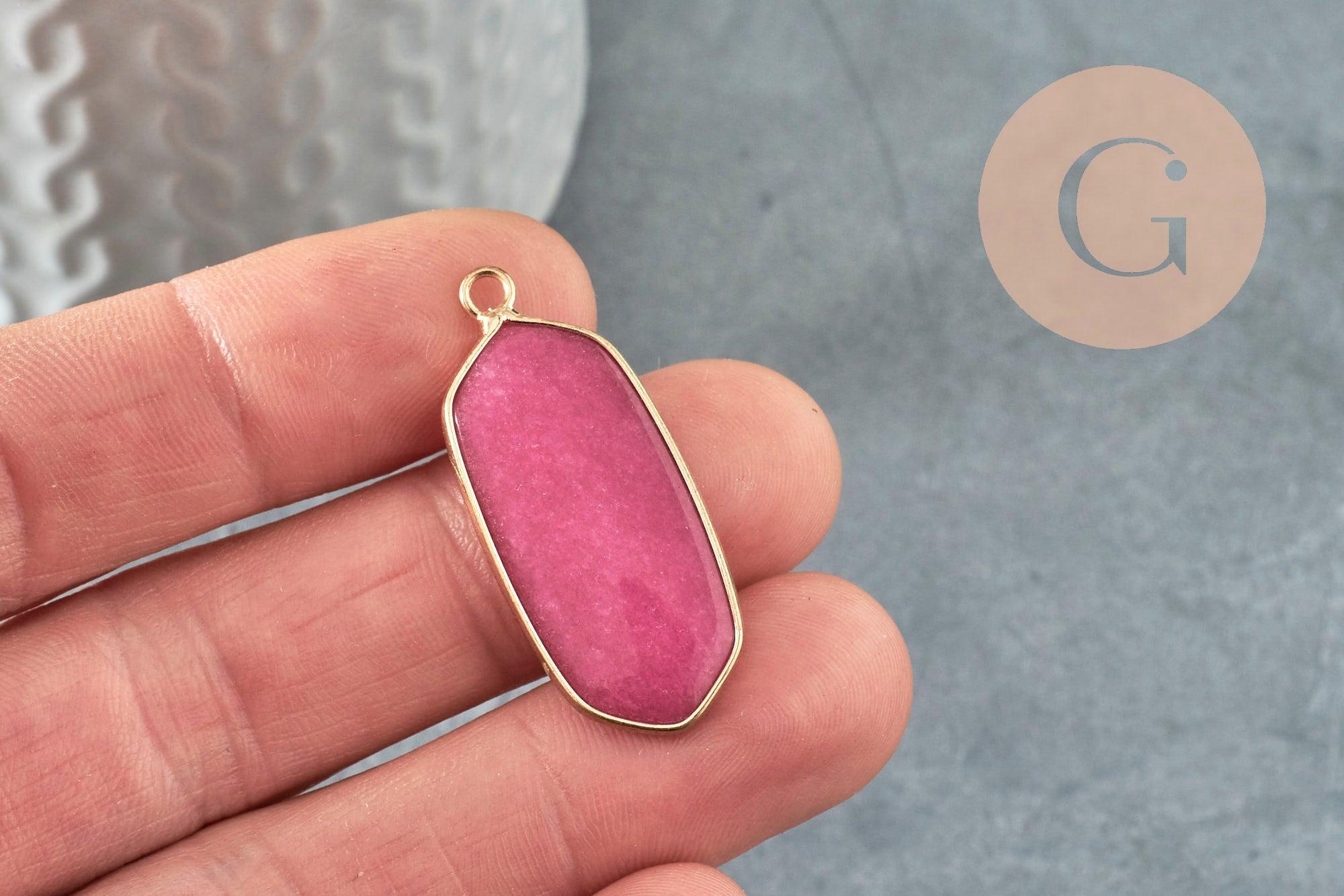 Pendentif hexagone jade naturel violet 37mm ,Pendentif pour bijoux,pendentif collier,pendentif jade, jade naturel, x1 G1305
