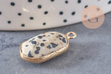Pendentif hexagone jaspe dalmatien naturel 25mm, x1 (G1866)