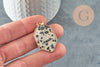 Pendentif hexagone jaspe dalmatien naturel 30mm, x1 (G1472)