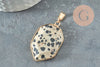Pendentif hexagone jaspe dalmatien naturel 30mm, x1 (G1472)
