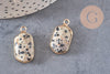 Pendentif hexagone jaspe dalmatien,pendentif pierre, support doré,création bijou pierre naturelle,jaspe naturel,25mm, x1, G1866