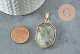 Pendentif hexagone labradorite naturelle 30mm, x1 (G1473)