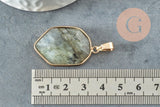 Pendentif hexagone labradorite naturelle 30mm, x1 (G1473)
