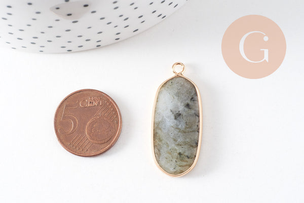 Pendentif hexagone labradorite naturelle 37mm,Pendentif pierre,pendentif collier,pendentif labradorite, labradori Naturelle, x1-G1423