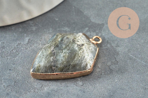 Pendentif hexagone labradorite, pendentif pierre,pendentif collier,pierre naturelle,pendentif labradorite Naturelle,30mm, x1 G2310