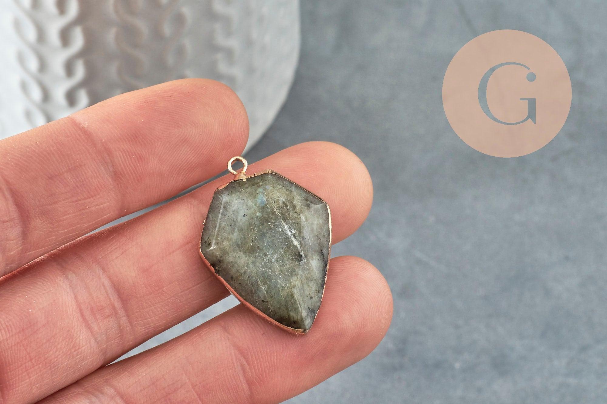 Pendentif hexagone labradorite, pendentif pierre,pendentif collier,pierre naturelle,pendentif labradorite Naturelle,30mm, x1 G2310