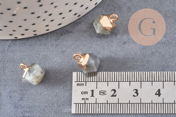 Pendentif hexagone labradorite11mm,pendentif pierre lapis labradorite naturel pour création bijoux x1 G0971