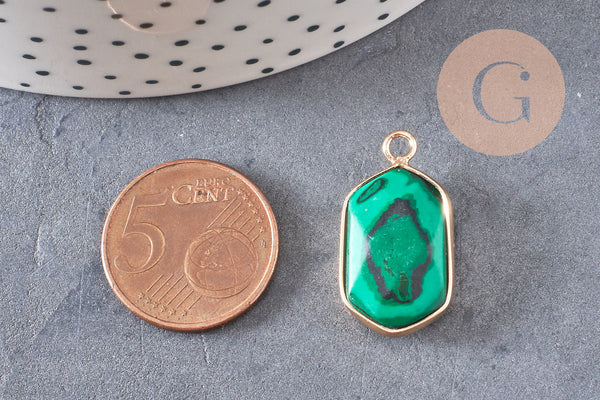 Pendentif hexagone malachite, pendentif bijoux,pendentif pierre,bijou pierre, malachite de synthèse,pendentif hexagone,24mm G5201