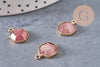 Pendentif hexagone quartz fraise 15mm,pendentif pierre,pendentif collier,pierre naturelle,pendentif quartz, quartz naturel, x1 G5629
