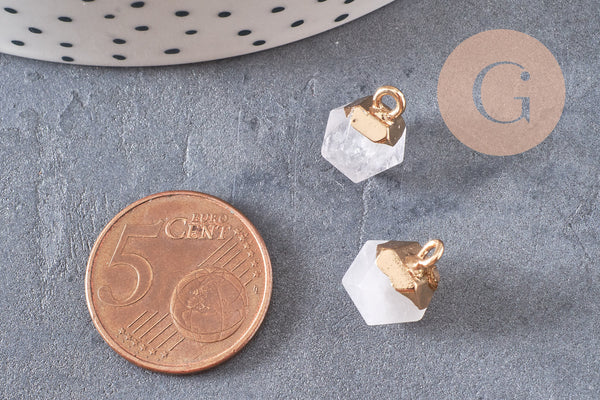 Pendentif hexagone quartz ,pendentif pierre cristal de roche naturel,pendentif quartz ,11mm, x1 G7866