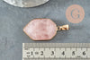 Pendentif hexagone quartz rose, fournitures créatives, quartz rose naturel, création bijoux, pierre naturelle, 30mm, x1 G2697