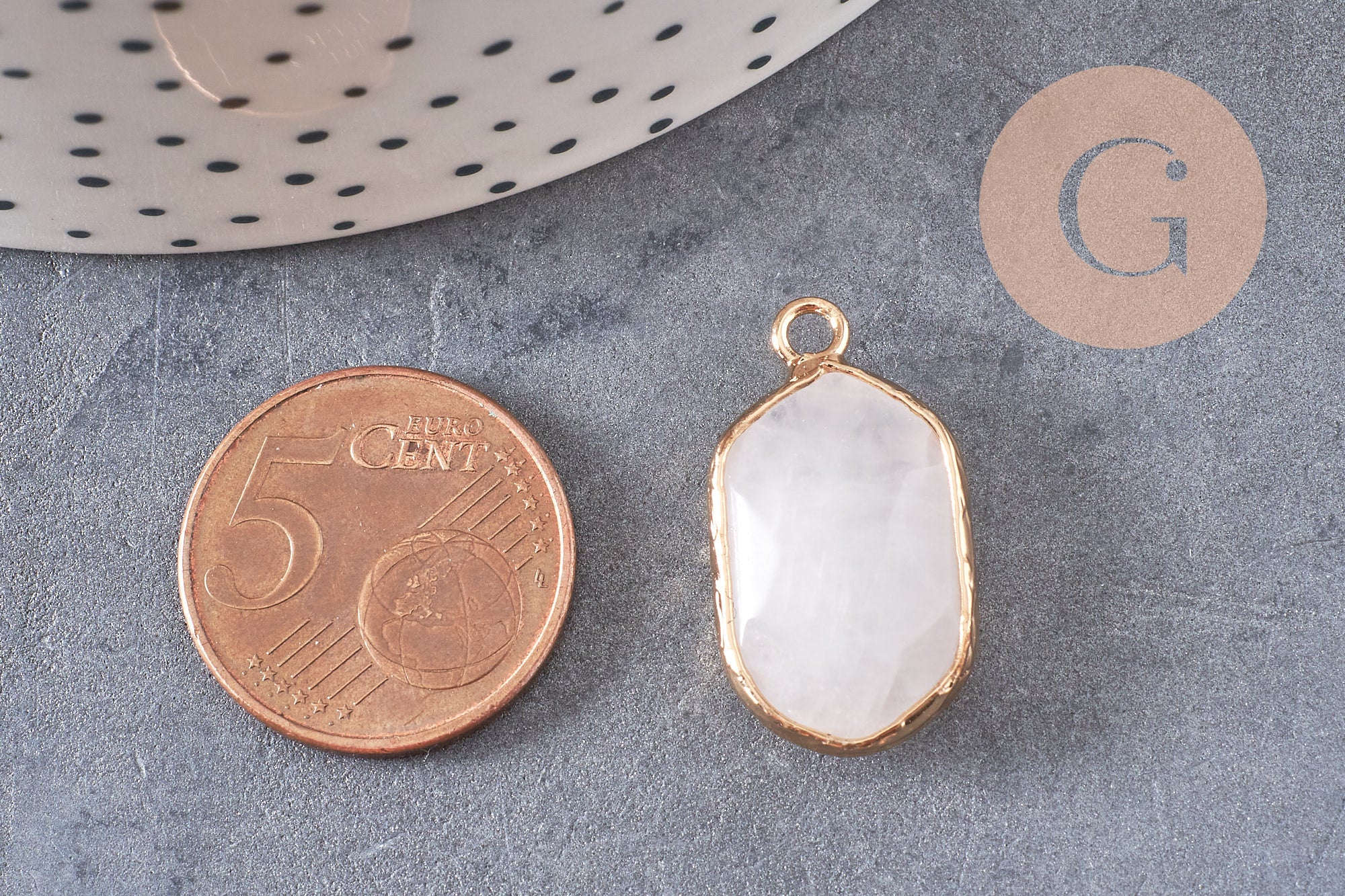 Pendentif hexagone quartz rose,pendentif pierre, support doré,création bijou,pierre naturelle,bijou pierre, quartz rose naturel,25mm-G1867