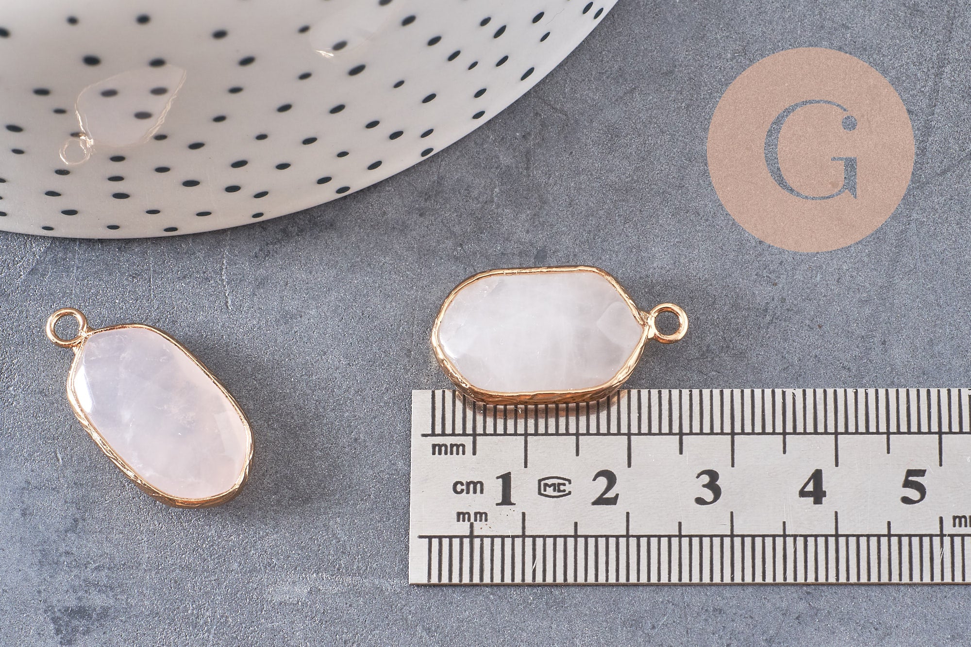 Pendentif hexagone quartz rose,pendentif pierre, support doré,création bijou,pierre naturelle,bijou pierre, quartz rose naturel,25mm-G1867