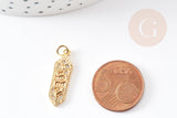 Pendentif hexagone serpent laiton doré 18k zircons 25mm, pendentif animal pour création de collier, x1 G3483