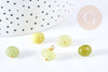 Pendentif jade olive naturel laiton doré 13-14mm, x1 (G8643)
