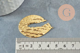 Pendentif laiton doré goutte évidée martelé, breloques laiton brut sans nickel pour création bijoux géométrique,42mm, X2 (G4679)