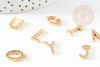 Pendentif lettre cristal blanc laiton doré 15mm, x1 G2728