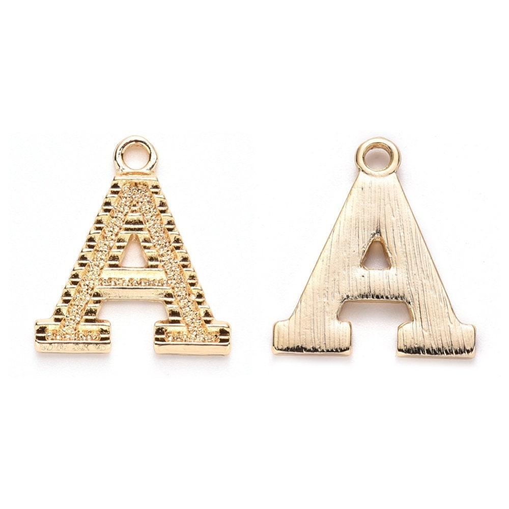 Pendentif lettre zamac doré 18k,pendentif initiale lettre mot prenom,20.5mm, x1 (G5256)