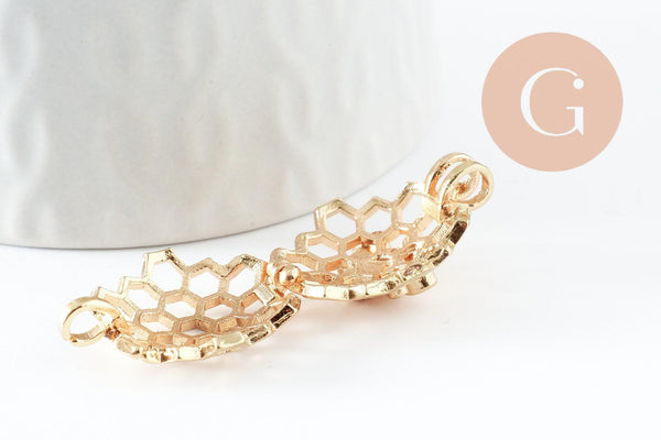 Pendentif locket cage abeille zamac doré, création sautoir, pendentif à ouvrir,26mm, x1 (G5248)