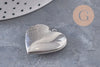 Pendentif locket coeur acier 316 inoxydable platine 29mm, x1 (G10984)