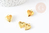Pendentif locket cœur medaillon doré, médaillon Vintage, création collier, pendentif amour doré,15.6mm, x2 G5294