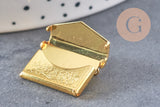 Pendentif locket enveloppe laiton doré 21.8mm, médaillon Vintage pour création collier x1 (G3321)