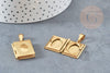 Pendentif locket livre acier 316 inoxydable doré 26mm, x1 (G6327)