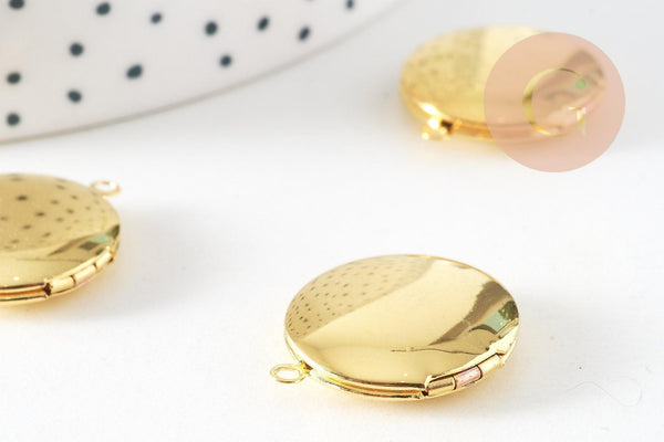 Pendentif locket medaillon doré, médaillon doré, fournitures dorées,porte-photo,création bijou,20mm, x1 G2570