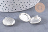 Pendentif locket medaillon zamac argenté 20mm, x2 (G1514)