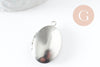 Pendentif locket ovale acier 316 inoxydable platine 24mm, x1 (G9450)