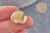 Pendentif locket rond gravé soleil acier 316 inoxydable doré IP 18K 23mm, x1 (G10972)
