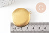 Pendentif locket rond medaillon laiton brut, médaillon Vintage, création collier, 32mm, x 2 (G1910)
