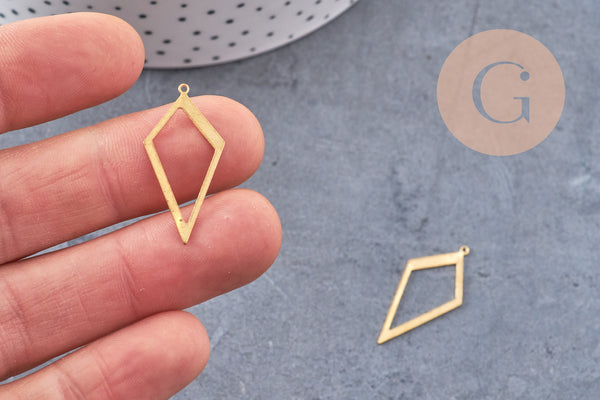 Pendentif losange laiton brut géométrique 28mm, x2 (G10932)